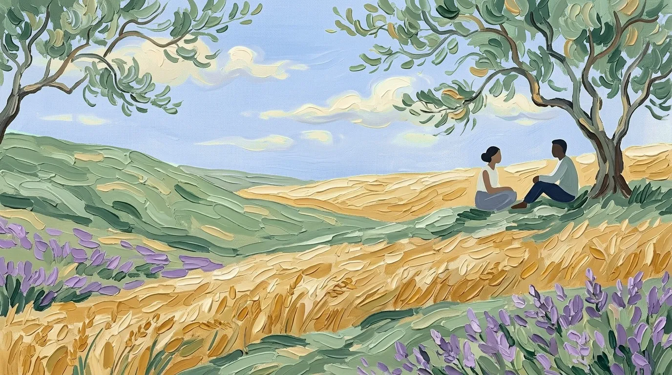 Abstract Van Gogh style landscape background depicting serene mental health care